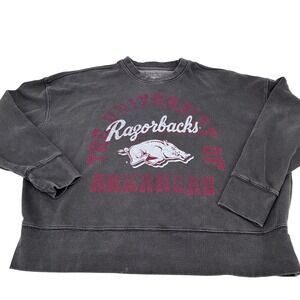University of Arkansas Razorbacks Gray Pullover Sweatshirt hogs woo pig Size L